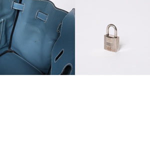 Very good condition HERMES BIRKIN Birkin 35 Blue Jean Silver hardware Vaux Epson handbag □J stamp Used 4a001545