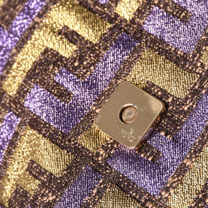FENDI フェンディ マンマバゲット ワンショルダーバッグ ズッカ ジャガード 8BR000 ゴールド パープル ブラウン 美品 中古 4a001178