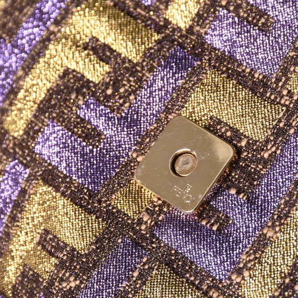 FENDI フェンディ マンマバゲット ワンショルダーバッグ ズッカ ジャガード 8BR000 ゴールド パープル ブラウン 美品 中古 4a001178