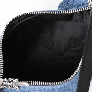 新品同様 CHROME HEARTS クロムハーツ デニム ポーチ 新作 マルチロゴ バッグ レザーパッチ 中古 4a001557