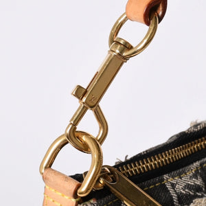 Very Good Condition LOUIS VUITTON Monogram Denim Pouchy One Shoulder Bag Black M95383 Used 4a001450