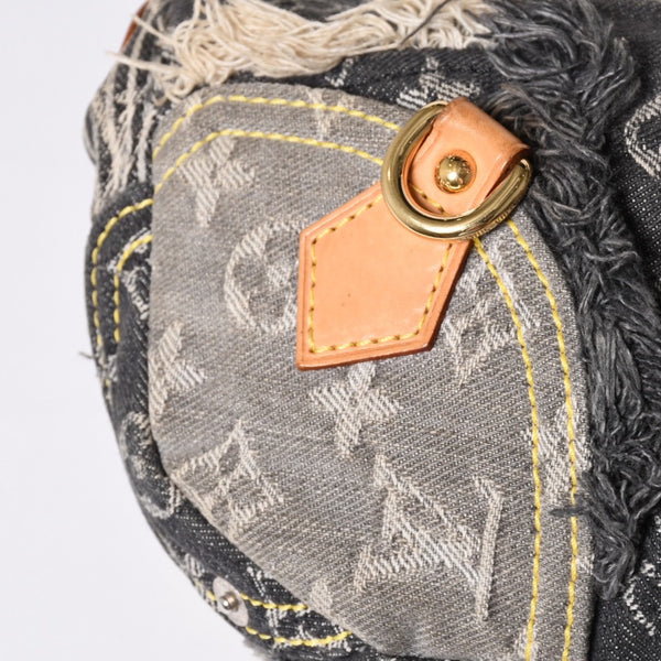 Very Good Condition LOUIS VUITTON Monogram Denim Pouchy One Shoulder Bag Black M95383 Used 4a001450