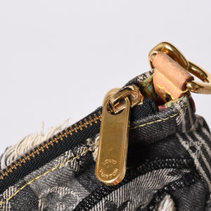 Very Good Condition LOUIS VUITTON Monogram Denim Pouchy One Shoulder Bag Black M95383 Used 4a001450