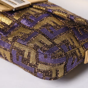 FENDI フェンディ マンマバゲット ワンショルダーバッグ ズッカ ジャガード 8BR000 ゴールド パープル ブラウン 美品 中古 4a001178