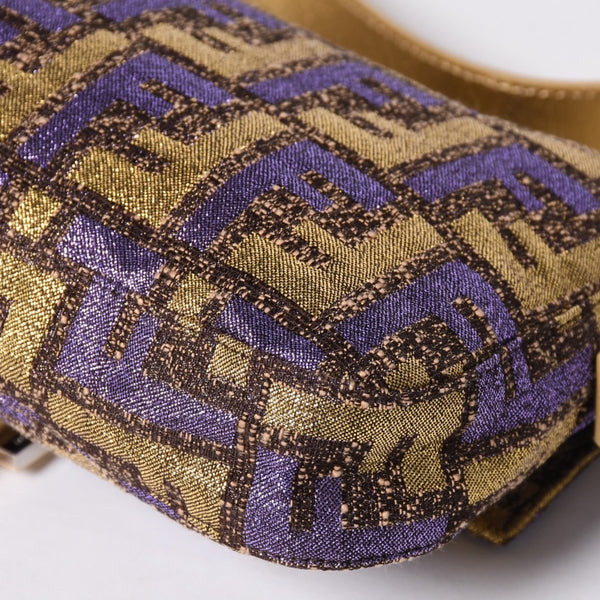 FENDI フェンディ マンマバゲット ワンショルダーバッグ ズッカ ジャガード 8BR000 ゴールド パープル ブラウン 美品 中古 4a001178