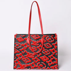 Very good condition LOUIS VUITTON On the Go GM Monogram Tufted Black x Red M45562 Used 4a001467