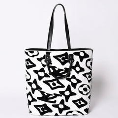 極美品 LOUIS VUITTON ルイヴィトン LVXUF カバ タフテッドモノグラム トートバッグ M45567 ブラック ホワイト 中古 4a001672