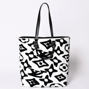 極美品 LOUIS VUITTON ルイヴィトン LVXUF カバ タフテッドモノグラム トートバッグ M45567 ブラック ホワイト 中古 4a001672