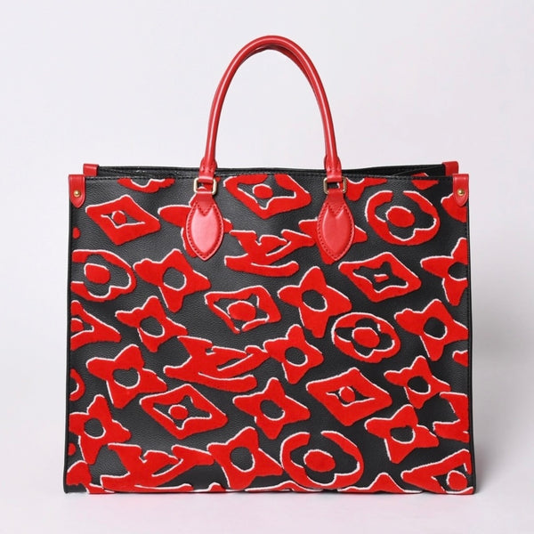 Very good condition LOUIS VUITTON On the Go GM Monogram Tufted Black x Red M45562 Used 4a001467