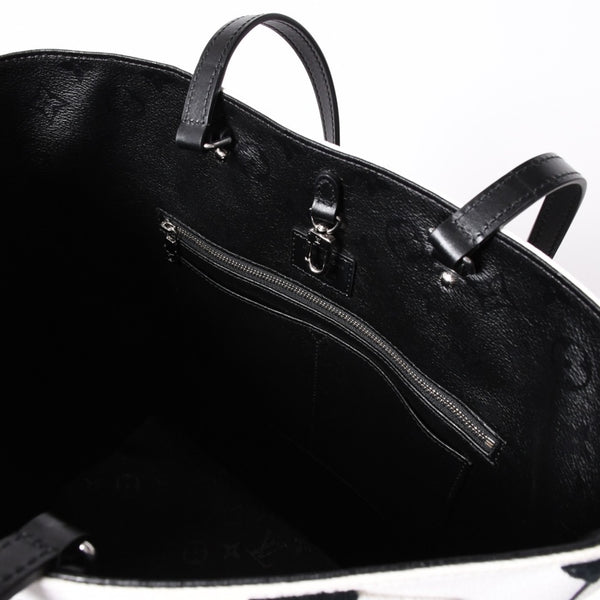 極美品 LOUIS VUITTON ルイヴィトン LVXUF カバ タフテッドモノグラム トートバッグ M45567 ブラック ホワイト 中古 4a001672