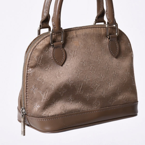 LOUIS VUITTON Monogram Satin Little Alma M92147 Beige Silver Hardware Good Condition Used 4a001592