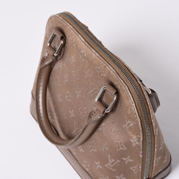 LOUIS VUITTON Monogram Satin Little Alma M92147 Beige Silver Hardware Good Condition Used 4a001592