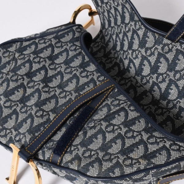 Christian Dior Galliano Period Trotter Saddle Bag RU0010 Gold Hardware Good Condition Used 4a001443