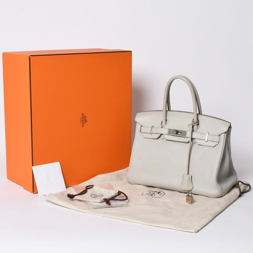 HERMES エルメス バーキン30 ハンドバッグ トリヨンクレマンス パールグレー シルバー金具 □Q刻印 中古 4a001472