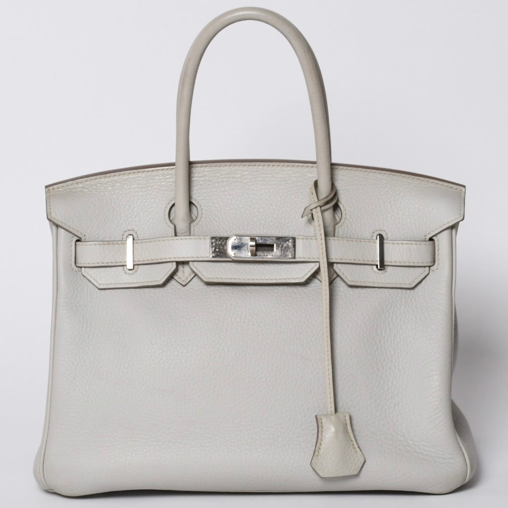 HERMES エルメス バーキン30 ハンドバッグ トリヨンクレマンス パールグレー シルバー金具 □Q刻印 中古 4a001472