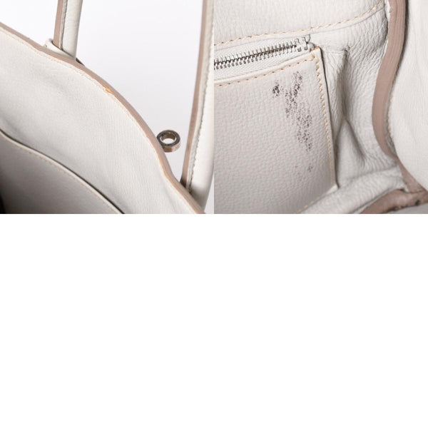 HERMES Birkin 30 Handbag Taurillon Clemence Pearl Gray Silver Hardware □Q Stamp Used 4a001472