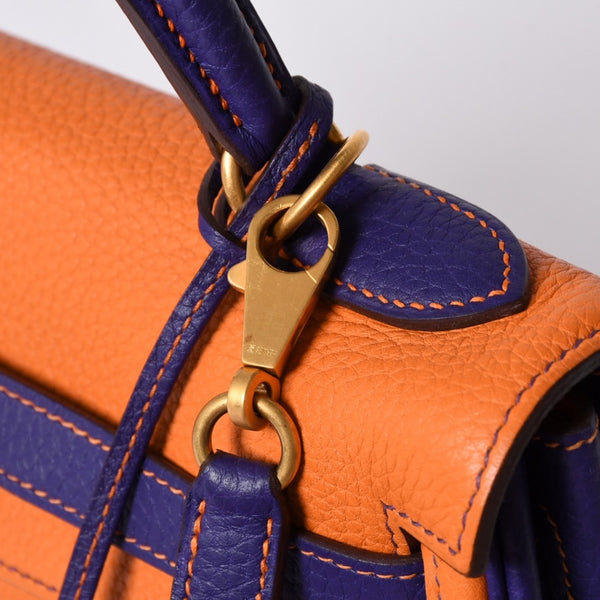 SPO Very Good Condition HERMES Kelly 32 Inner Sewing Orange x Anemone □o Stamp Gold Hardware Taurillon Clemence Handbag 2WAY Used 4a001451