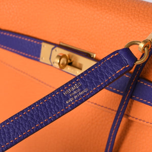 SPO Very Good Condition HERMES Kelly 32 Inner Sewing Orange x Anemone □o Stamp Gold Hardware Taurillon Clemence Handbag 2WAY Used 4a001451