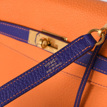 画像をギャラリービューアに読み込む, SPO 極美品 HERMES エルメス ケリー32 内縫い オレンジ×アネモネ □o刻印 ゴールド金具 トリヨンクレマンス ハンドバッグ 2WAY 中古 4a001451