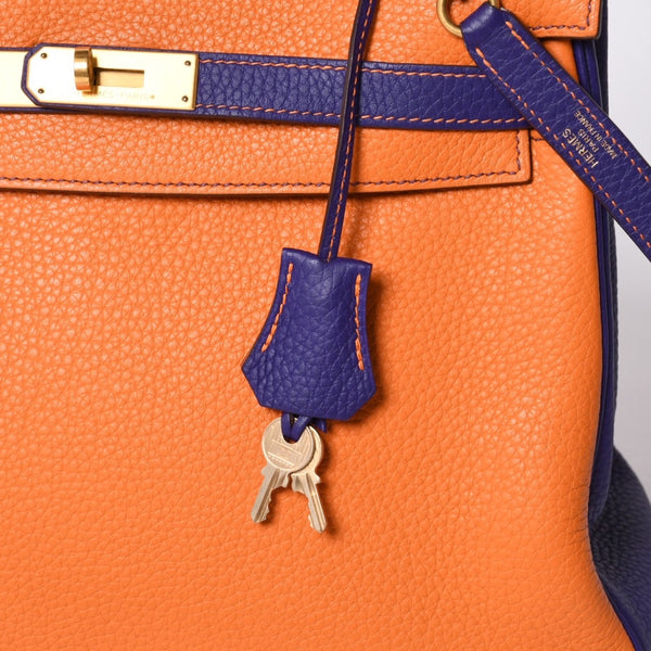 SPO Very Good Condition HERMES Kelly 32 Inner Sewing Orange x Anemone □o Stamp Gold Hardware Taurillon Clemence Handbag 2WAY Used 4a001451