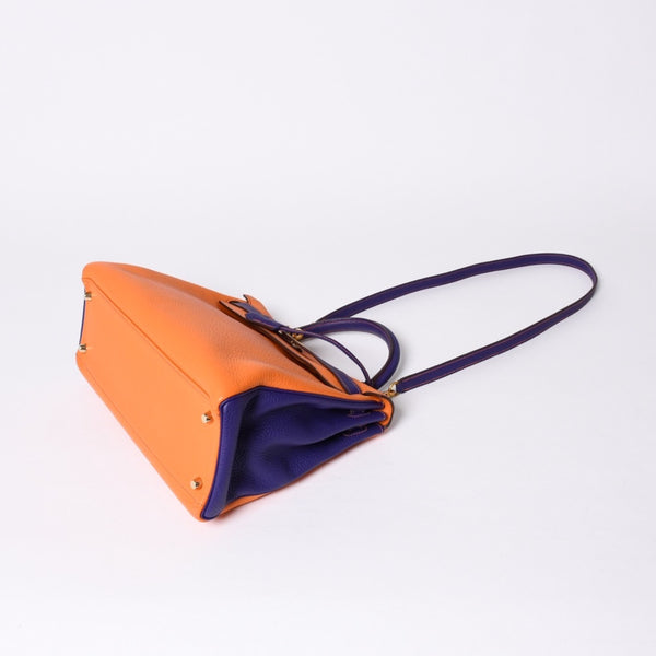 SPO Very Good Condition HERMES Kelly 32 Inner Sewing Orange x Anemone □o Stamp Gold Hardware Taurillon Clemence Handbag 2WAY Used 4a001451