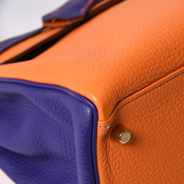 SPO Very Good Condition HERMES Kelly 32 Inner Sewing Orange x Anemone □o Stamp Gold Hardware Taurillon Clemence Handbag 2WAY Used 4a001451