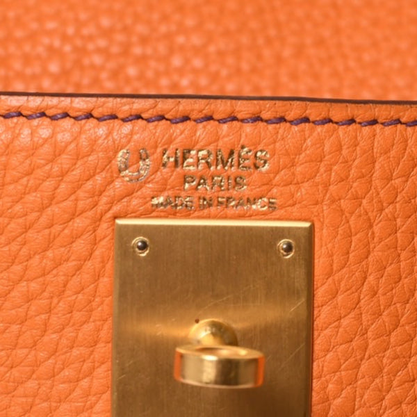 SPO Very Good Condition HERMES Kelly 32 Inner Sewing Orange x Anemone □o Stamp Gold Hardware Taurillon Clemence Handbag 2WAY Used 4a001451
