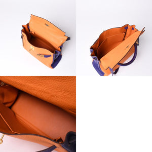 SPO Very Good Condition HERMES Kelly 32 Inner Sewing Orange x Anemone □o Stamp Gold Hardware Taurillon Clemence Handbag 2WAY Used 4a001451