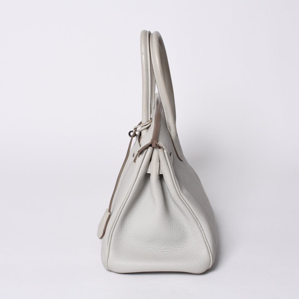 HERMES エルメス バーキン30 ハンドバッグ トリヨンクレマンス パールグレー シルバー金具 □Q刻印 中古 4a001472