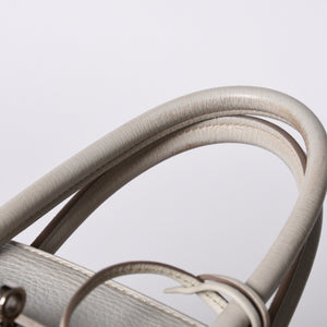 HERMES Birkin 30 Handbag Taurillon Clemence Pearl Gray Silver Hardware □Q Stamp Used 4a001472