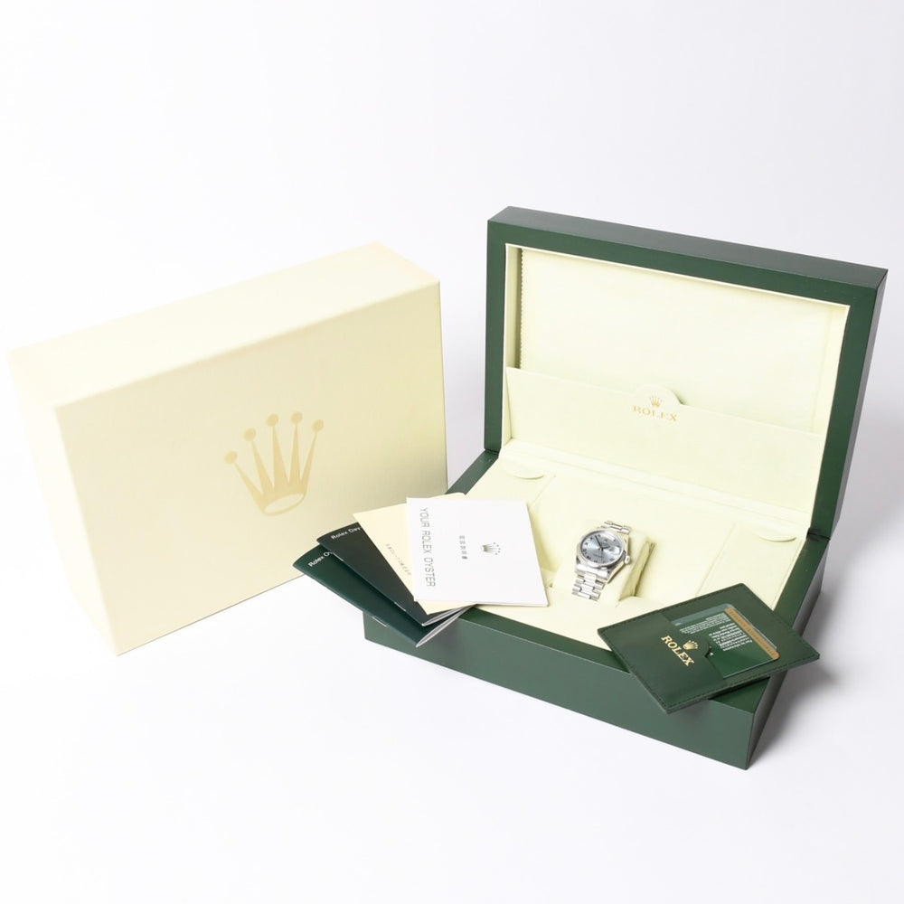 極美品 ロレックス ROLEX デイデイト 36 118206 アイスブルー文字盤 中古 4a001495