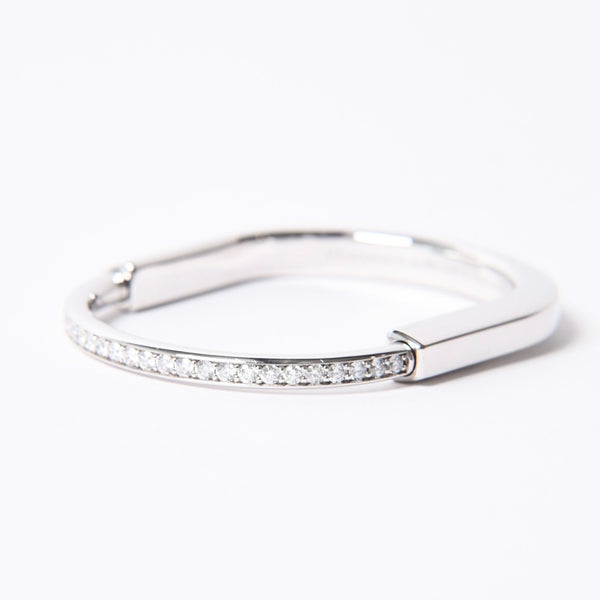 極美品 TIFFANY&Co. ティファニー ティファニー ロック バングル スモール 70425289 重量30.48g D1.01ct K18WG パヴェダイヤ 中古 4a000445