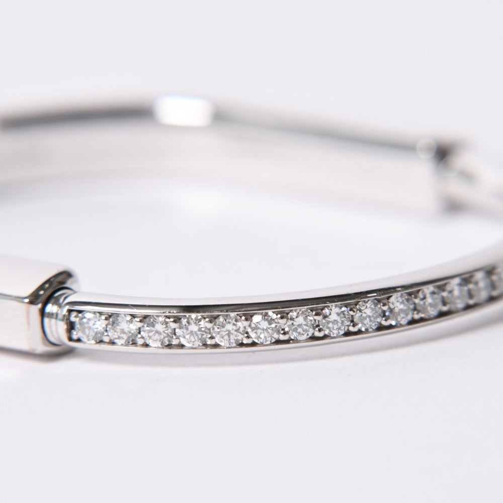 極美品 TIFFANY&Co. ティファニー ティファニー ロック バングル スモール 70425289 重量30.48g D1.01ct K18WG パヴェダイヤ 中古 4a000445