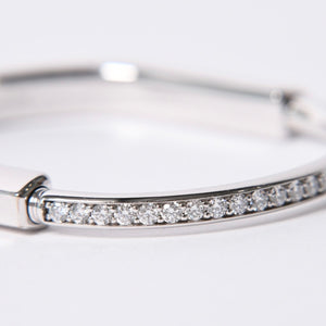 極美品 TIFFANY&Co. ティファニー ティファニー ロック バングル スモール 70425289 重量30.48g D1.01ct K18WG パヴェダイヤ 中古 4a000445