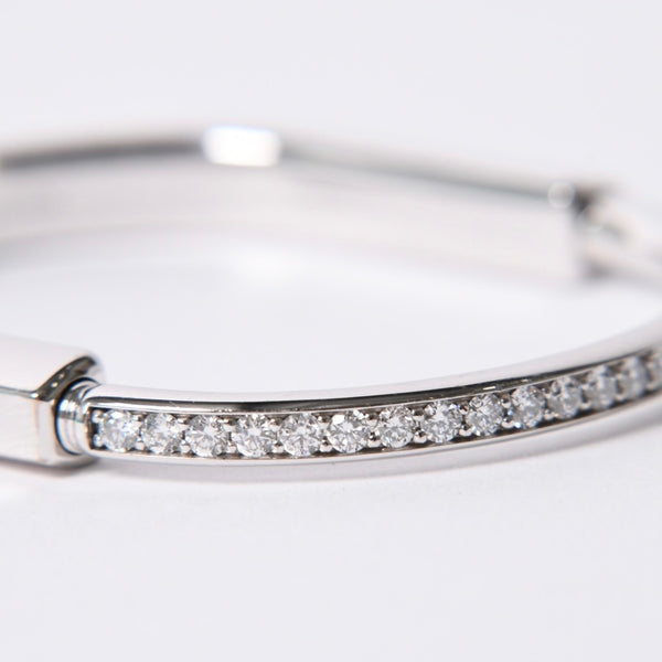 極美品 TIFFANY&Co. ティファニー ティファニー ロック バングル スモール 70425289 重量30.48g D1.01ct K18WG パヴェダイヤ 中古 4a000445