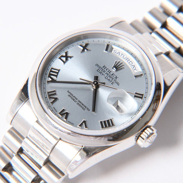 極美品 ロレックス ROLEX デイデイト 36 118206 アイスブルー文字盤 中古 4a001495