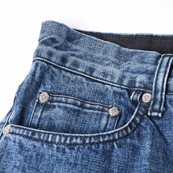 極美品 CHROME HEARTS クロムハーツ デニムパンツ ジーンズ サイズ31 クロスボール ホースシュー インディゴブルー シルバー925 中古 4a001695