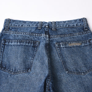 極美品 CHROME HEARTS クロムハーツ デニムパンツ ジーンズ サイズ31 クロスボール ホースシュー インディゴブルー シルバー925 中古 4a001695