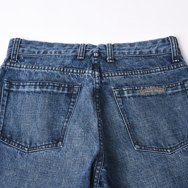 極美品 CHROME HEARTS クロムハーツ デニムパンツ ジーンズ サイズ31 クロスボール ホースシュー インディゴブルー シルバー925 中古 4a001695