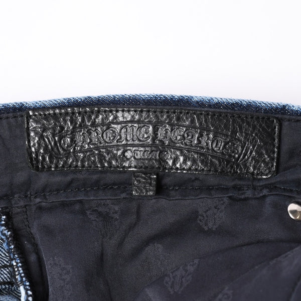 極美品 CHROME HEARTS クロムハーツ デニムパンツ ジーンズ サイズ31 クロスボール ホースシュー インディゴブルー シルバー925 中古 4a001695