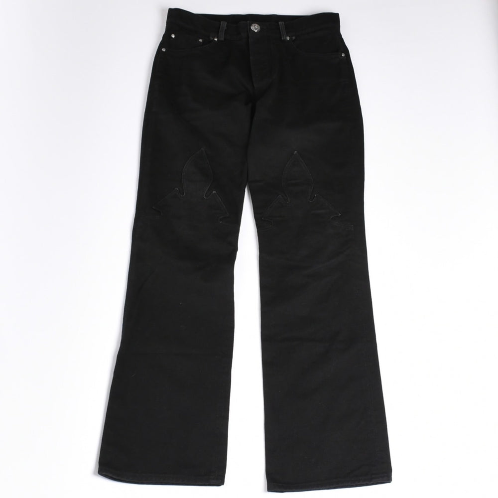 CHROME HEARTS クロムハーツ FLEURKNEE DNM PANTSフレアニー デニムパンツ サイズ31R ホースシュー シルバー925 美品 中古 4a001539