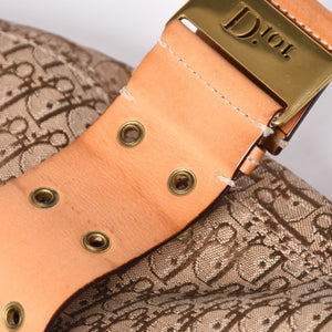 極美品 Christian Dior クリスチャンディオール 月見 ホーボー ワンショルダーバッグ オブリーク柄 ストリートシック ブラウン 中古 4a001671