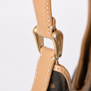 FENDI フェンディ Shoulder Bag ショルダーバッグ ズッカ キャンバス レザー ブラウン ベージュ ゴールド 24088BR234038 美品 中古 4a001143