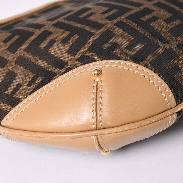 FENDI フェンディ Shoulder Bag ショルダーバッグ ズッカ キャンバス レザー ブラウン ベージュ ゴールド 24088BR234038 美品 中古 4a001143
