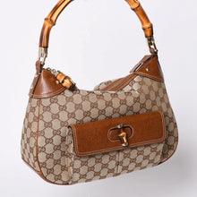 画像をギャラリービューアに読み込む, 極美品 GUCCI グッチ バンブー Shoulder Bag ショルダーバッグ GGキャンバス 137383 ベージュ ブラウン 中古 4a001161