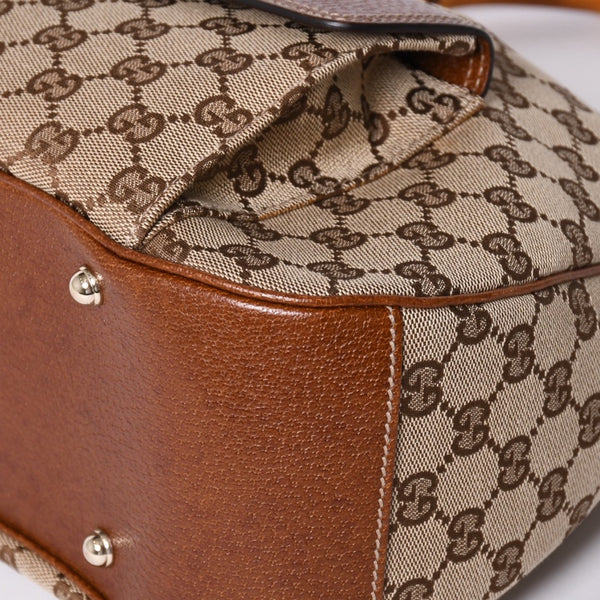 Very Good Condition GUCCI Bamboo Shoulder Bag GG Canvas 137383 Beige Brown Used 4a001161