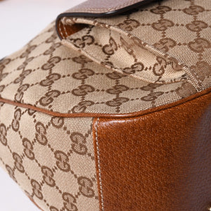 Very Good Condition GUCCI Bamboo Shoulder Bag GG Canvas 137383 Beige Brown Used 4a001161
