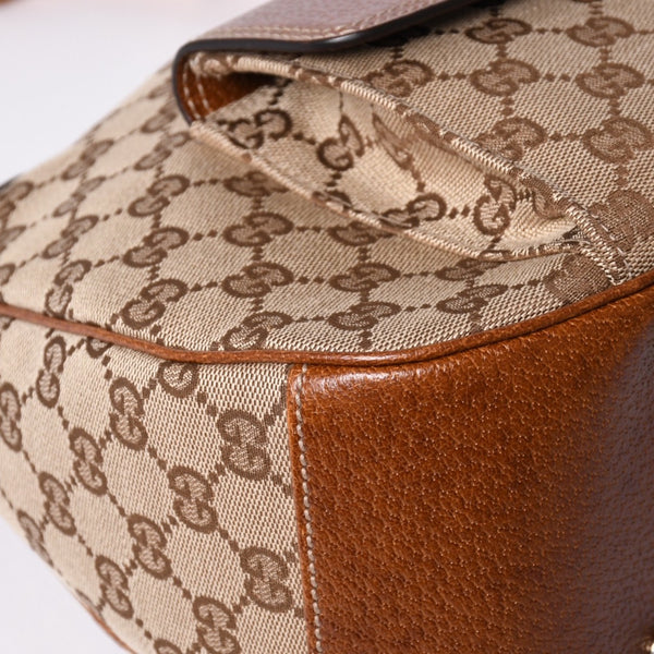 Very Good Condition GUCCI Bamboo Shoulder Bag GG Canvas 137383 Beige Brown Used 4a001161