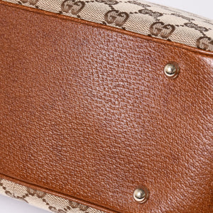 Very Good Condition GUCCI Bamboo Shoulder Bag GG Canvas 137383 Beige Brown Used 4a001161