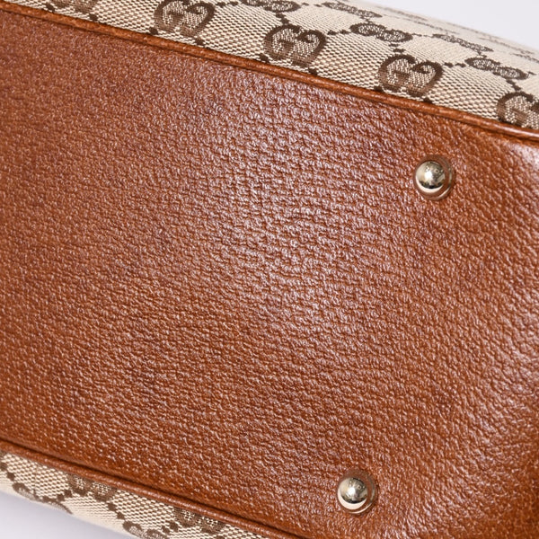 Very Good Condition GUCCI Bamboo Shoulder Bag GG Canvas 137383 Beige Brown Used 4a001161